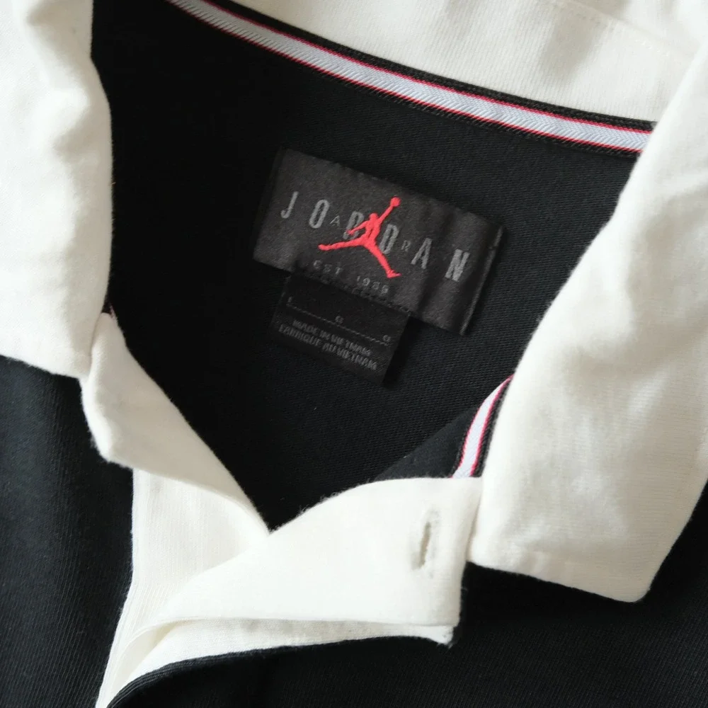 Jordan Flight Rugby Shirt Mens Black Graphic Streetwear Large HF9323-010